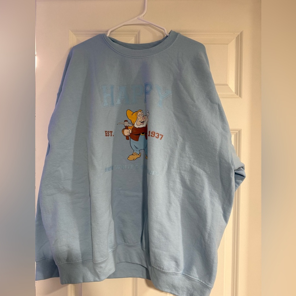 Snow White - Happy Gildan Light Blue Heavy Blend Sweatshirt